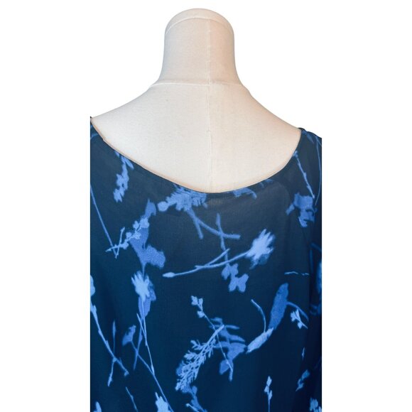 Banana Republic Large Flowy Blue Floral Print Long Bell Sleeve Blouse - Picture 9 of 16